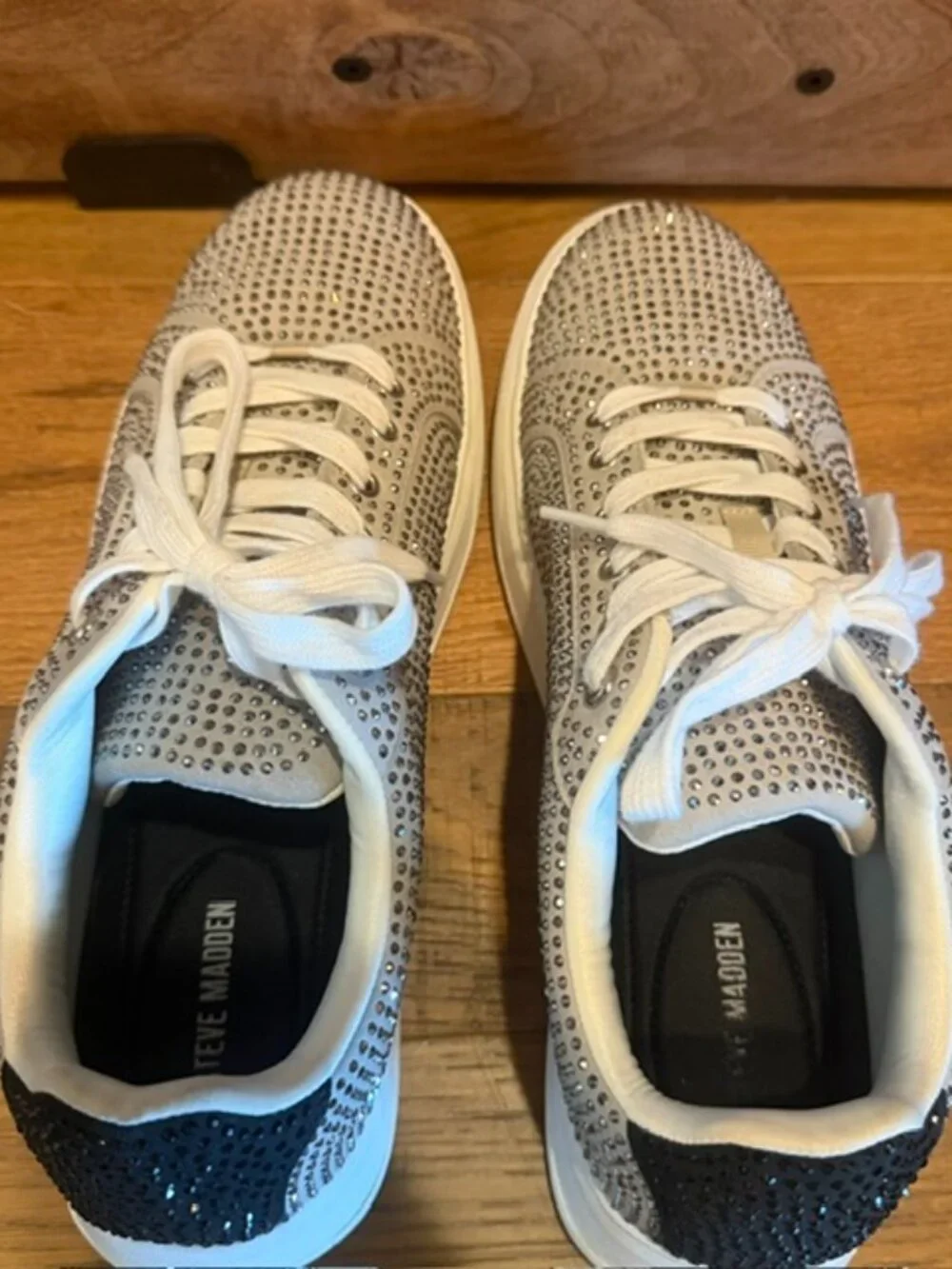 Steve Madden Rodman Rhinestone Sneakers Men’s Size 12 Silver Black